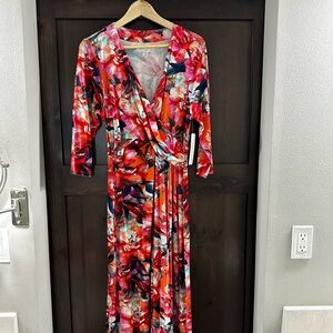 Coldwater Creek Red and White Wrap Dress